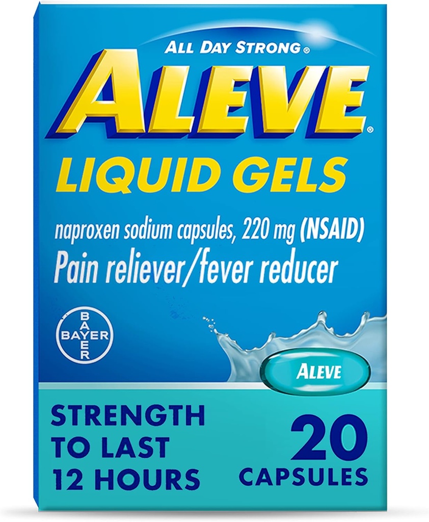 Aleve 고통 Reliever & Fever 흡진기 액체 젤, Naproxen 나트륨, 고통 구호, 20 조사