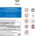 Gut Lactobacillus Acidophilus Probiotic Powder 200 Billion cfu's | 미국에서 제작 된 | 첨가물이 없습니다 | 제조업체에서 직접 | 제 3 자 저장 | 면역 지원 | 30 그램 (1.05 Oz)