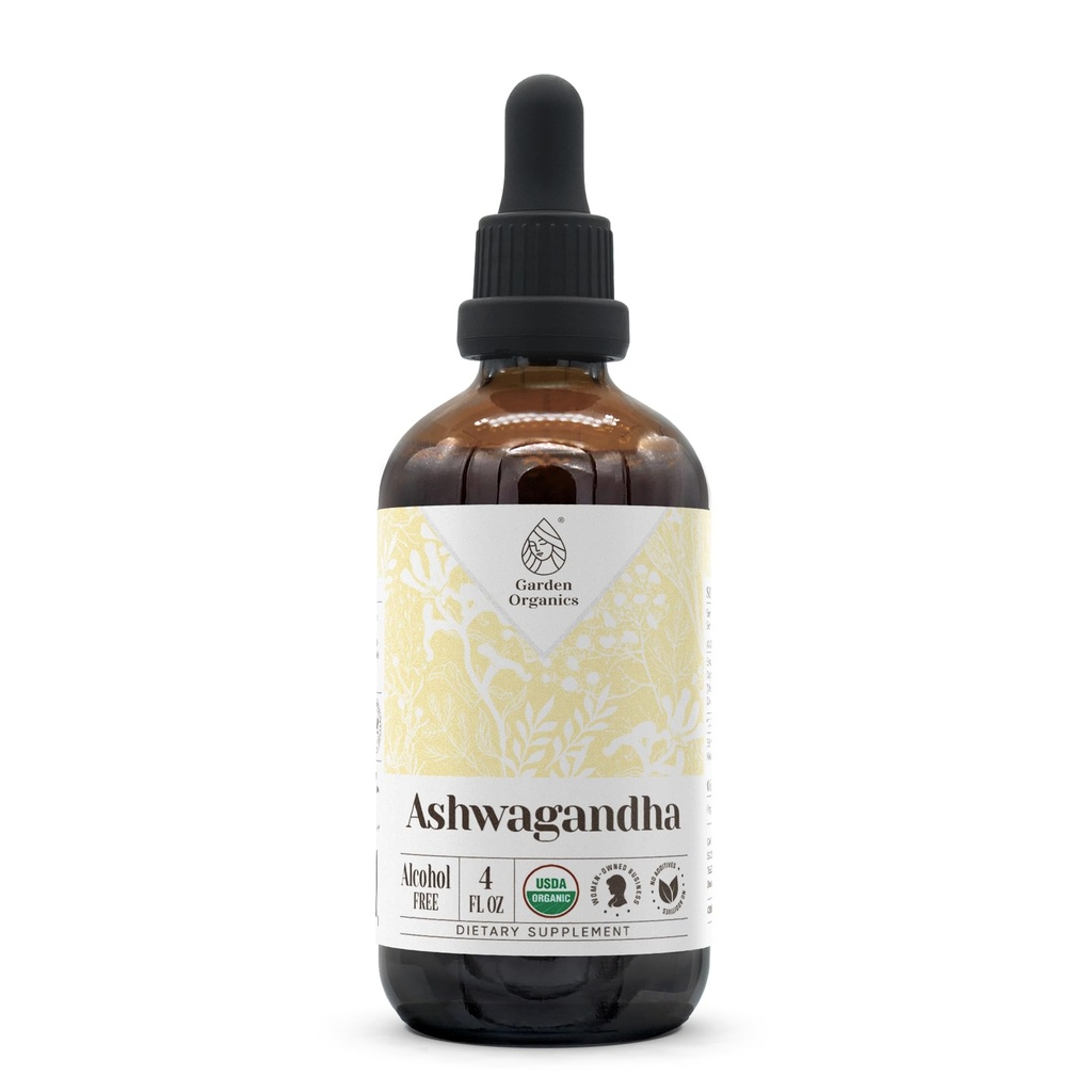 Ashwagandha USDA 유기 알코올 무료 추출물 | 다이어트 보충, 고순도 탄약 | 천연 유기농 Ashwagandha (Withania Somnifera) 건조 뿌리 (4 oz)