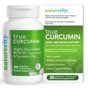 NatureCity True-Curcumin 심황 보충 | Non-GMO Tumeric and Curcumin 500mg Curcuma 캡슐 비타민 보조제 | 최대 700% 흡수 증가 (30 일 공급) | 지원 관절