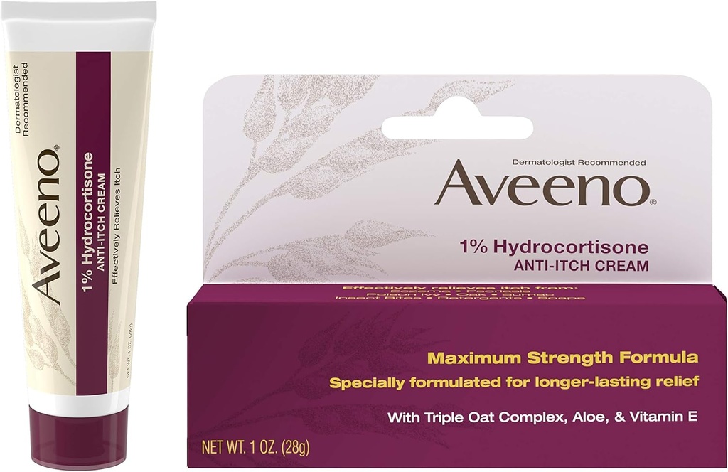 Aveeno 1% Hydrocortisone 반대로 Itch 크림, 최대 힘