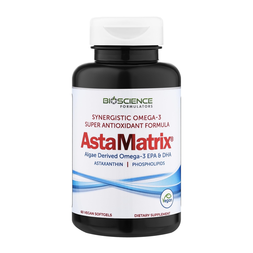 AstaMatrix® Algal 오메가 3 DHA EPA Astaxanthin Phospholipids| 크릴 오일 또는 생선 오일에 대한 채식주의 대안| 60 Vegan SoftGels