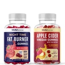 MAV NUTRITION Night Time Fat Burner Gummies와 Apple Cider Vinegar Gummies | 야간, Metabolism Boost & Weight Management Gummy 번들 | 30 매각