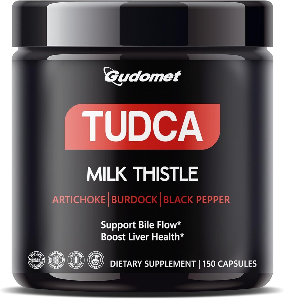 우유 이틀, Artichoke, Burdock & Black Pepper와 프리미엄 TUDCA - Bile Flow & Liver Health -150 캡슐 지원 - 미국에서 만든