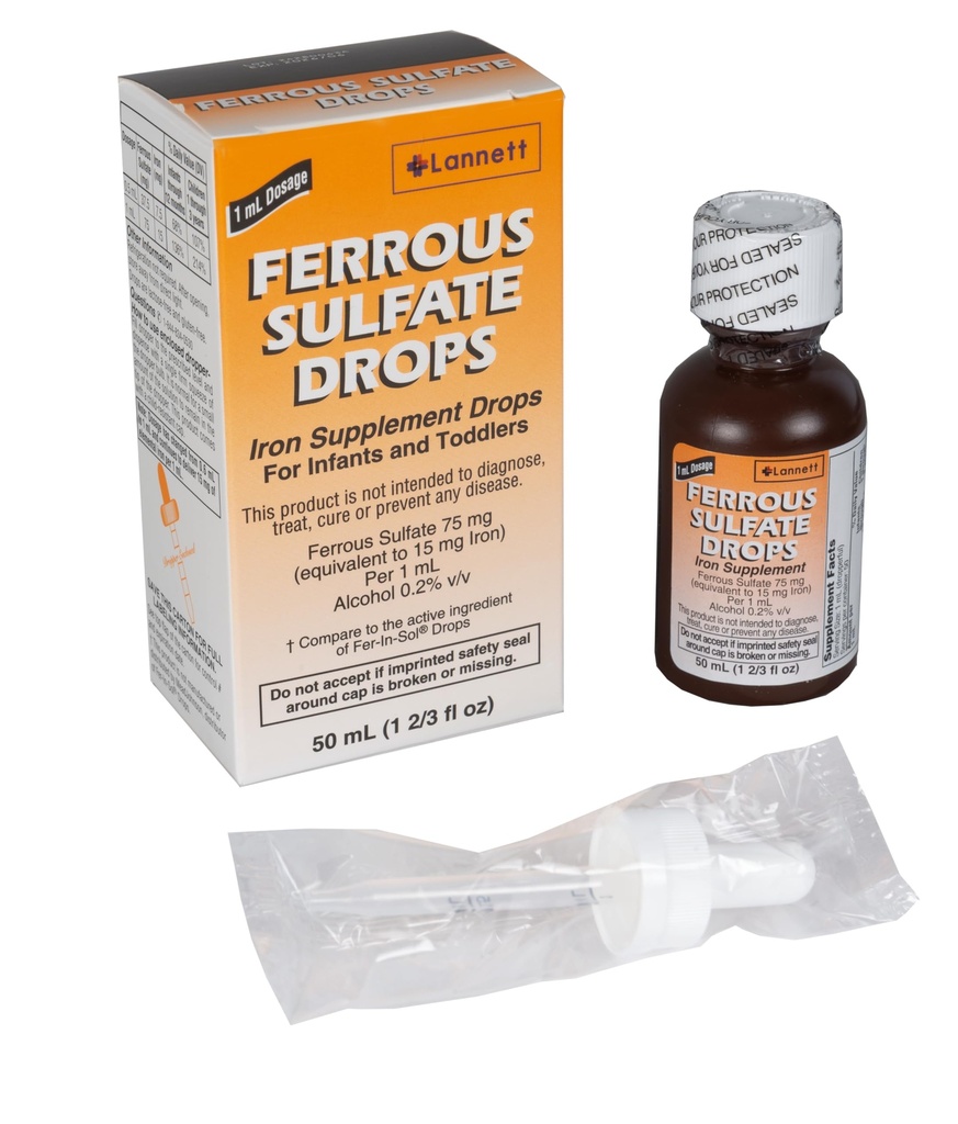Ferrous Drops Iron Supplement Peppermint 풍미 Enfamil Fer-in-Sol Iron Supplement Drops for Infant, 유아 및 어린이 측정 Dropper 포함 50 병 팩 당 2 ml