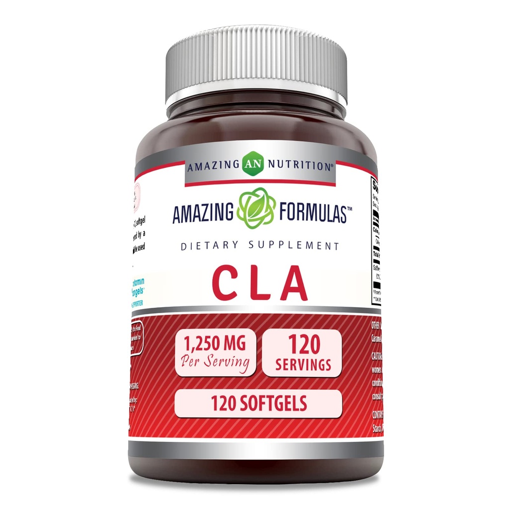 Amazing Formulas CLA (주류 Linoleic Acid) 1250 Mg | 소프트젤 보충 | 비 GMO | 글루텐 프리 | 미국 (1 팩 | 120 개)