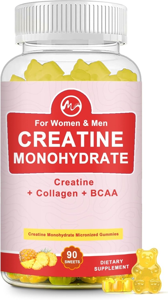 Creatine Monohydrate Gummy for Women & Men, Creatine Supplements, Sugar Free, 근육 지원을위한 Chewable