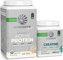 Sunwarrior Vegan Protein Powder USDA Organic | 20 인분 케이크 배터 맛 & 크레아틴 Monohydrate Powder | 60 인분 불임
