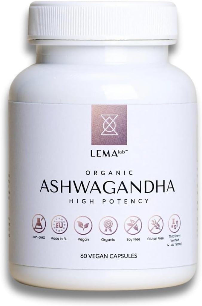 LEMAlab 유기 Ashwagandha, 전체 웰빙을위한 60 Vegan 캡슐