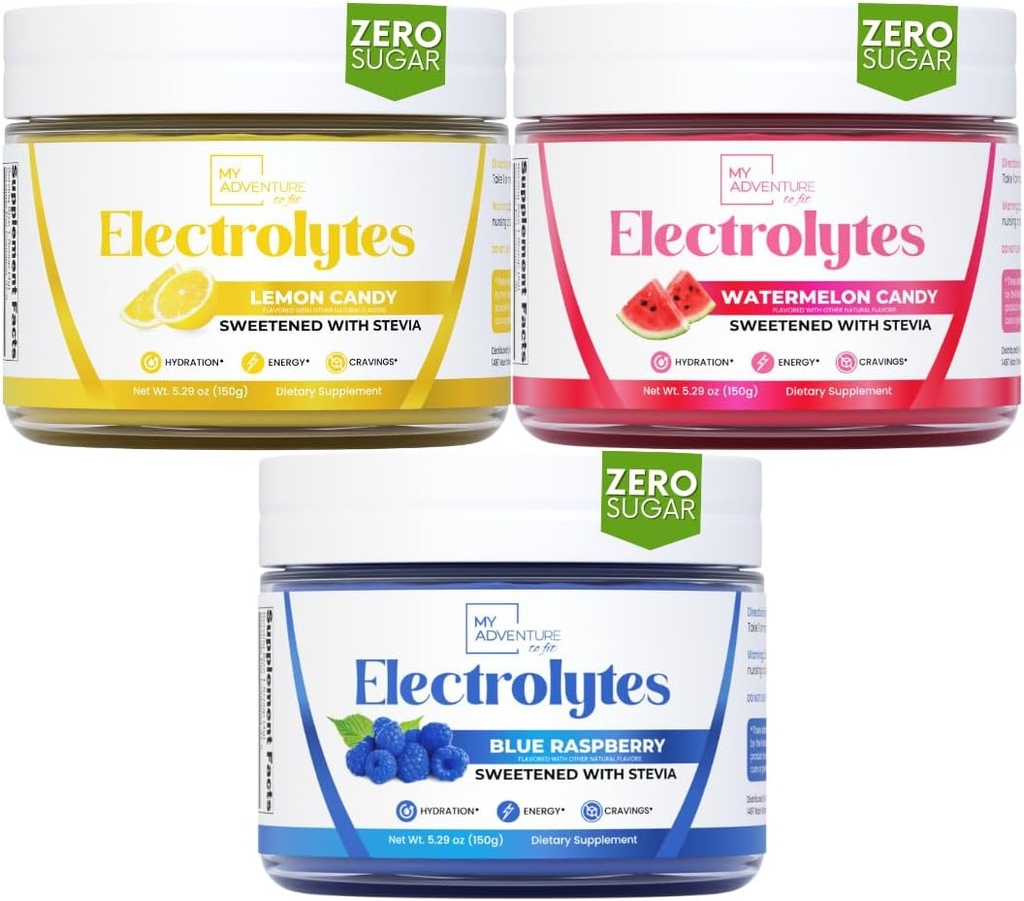 Blue Raspberry, Lemon Candy, Watermelon Candy Electrolytes Bundle에 맞는 내 모험