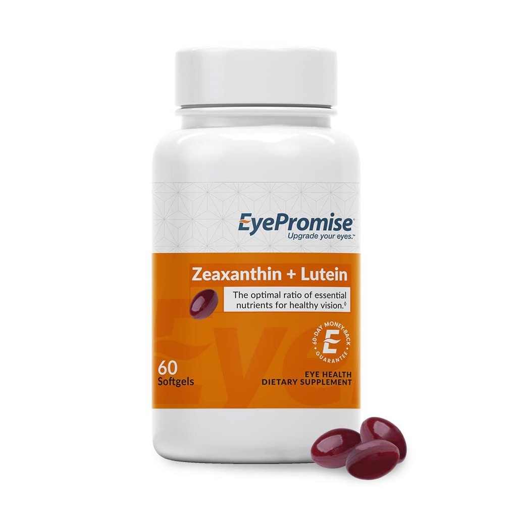 EyePromise Zeaxanthin + Lutein Eye Vitamin - Gluten Free 및 Vegetarian 포함 다이어트에 대한 천연 성분으로 만든 60 Softgels 캡슐 - 보호 및 향상된 눈 건강