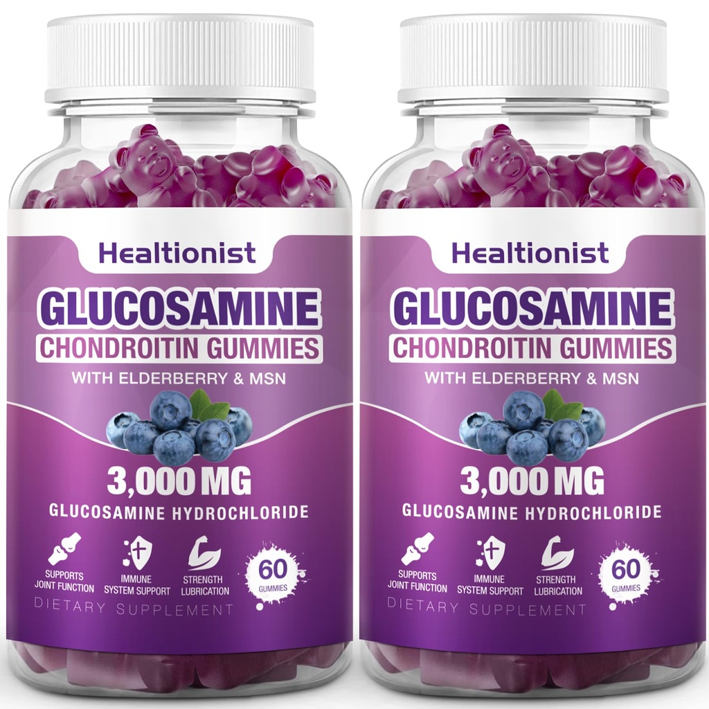 2 MSM & Elderberry와 3000mg 글루코사민 Chondroitin Gummies - 여분 힘 합동 건강, 융통성, 산화 방지제 면역성이 있는 지원은 성인, 남자 & 여자 120 Cts를 위해 거미를 보충합니다