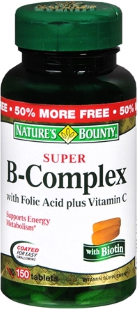 Nature's Bounty B-Complex with Folic Acid Plus 비타민 C, 정제 150 각 (팩의 1)