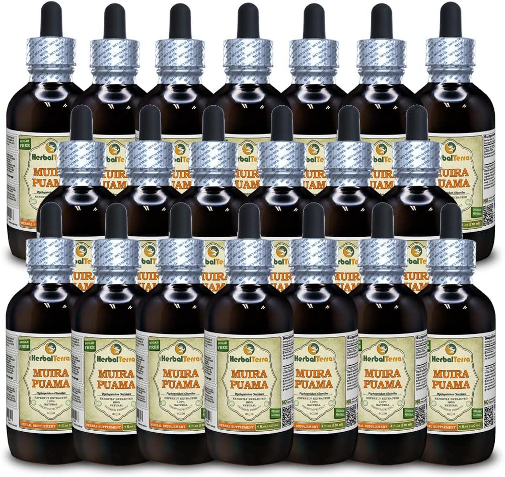 Muira Puama (Ptychopetalum Olacoides) Tincture의 유기 액체 추출물 (브랜드 이름: HerbalTerra, 미국에서 Proudly 만든) 20x4 fl.oz (20x120 ml)