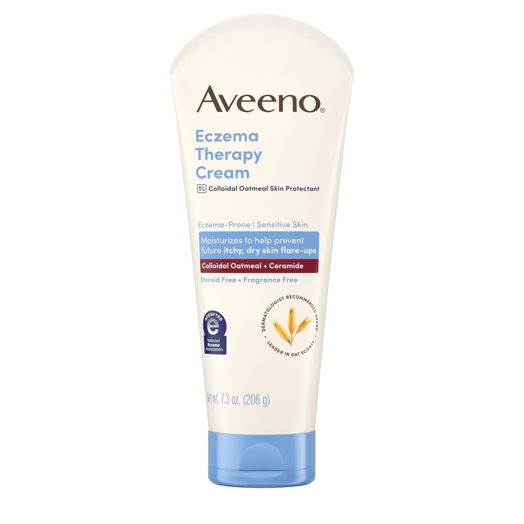 Aveeno Eczema 치료 민감한 피부를 위한 매일 습기를 공급 몸 크림, Soothing Eczema 기복 크림, 건조한 & Itchy 피부를 위한 Colloidal Oatmeal & Ceramide, 스테로이드 & 향수 자유로운, 7.3 oz