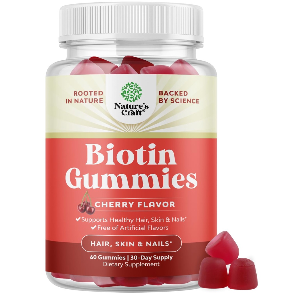 모발 성장을 위한 자연적인 Biotin Gummies - Biotin Vitamins Hair Skin and Nails Gummies for Women and Men - 성장 비타민 여성 Pantothenic 산