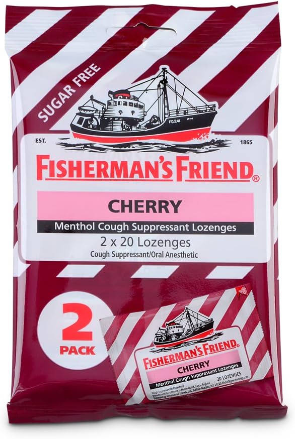 Fisherman's Friend, Cough Suppressant 및 Sore Throat Lozenges, Cherry Sugar Free Menthol 풍미, 40 카운트에 의한 기침 드롭