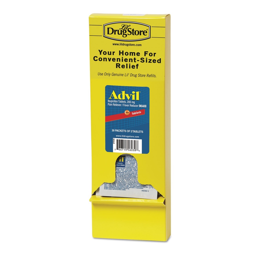 Advil Ibuprofen 정제, 200mg의 보충물 팩, 2개의 정제/포장, 30의 소포/상자