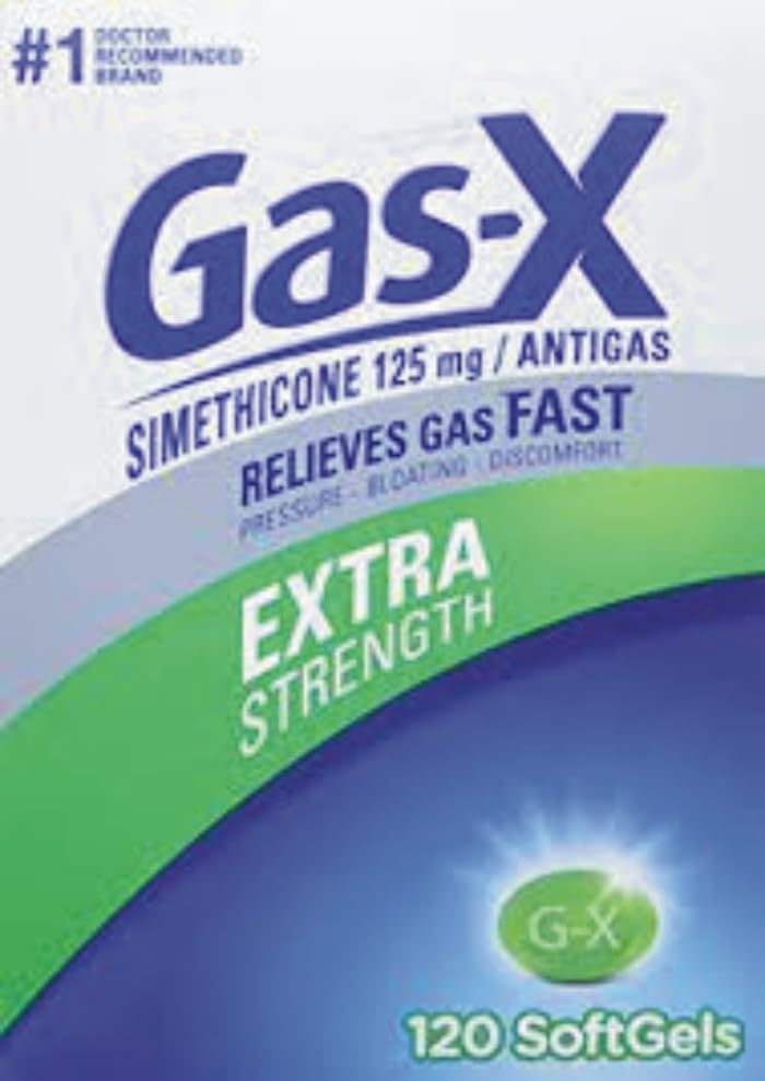가스-X 여분 125mg 힘 가스 기복 Simethicone 120 Softgels