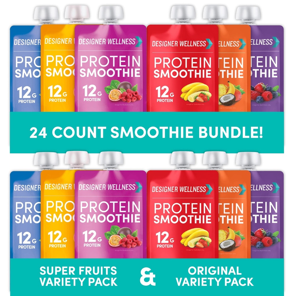 디자이너 Wellness Protein Smoothies Original Variety Pack & 슈퍼 과일 다양성 팩 번들