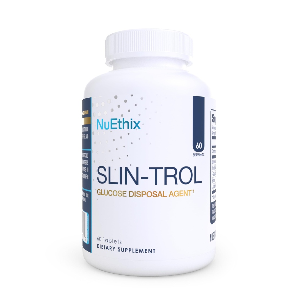 NuEthix Formulations SLIN-Trol, Glucose Disposal Agent Pills for Men & Women, Chromium Polynicotinate, & Glycine, 효과적인 Carb 흡수, Non-GMO, 60 서빙을 가진 Nutrient 파티션 보충