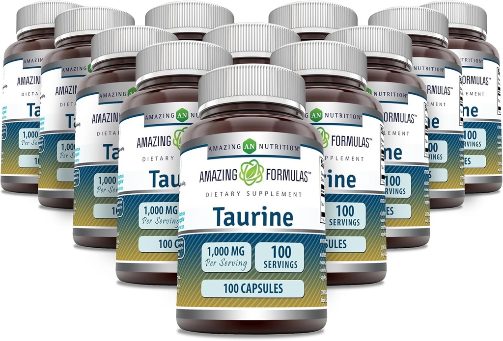 놀랄만한 수식 타우린 1000mg 캡슐 아미노산 보충교재 | Non-GMO | 글루텐 프리 | 미국제 (100개)