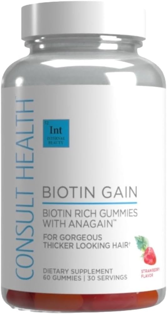ANAGAIN을 가진 건강 BIOTIN GAIN Gummies - 탈모를 감소시키십시오 - 임상적으로 시험되는 - 10,000 mcg Biotin 비타민 B7는 건강한 머리 성장, 여성과 남자를 위한 피부 및 못을 지원합니다 - 60 조사