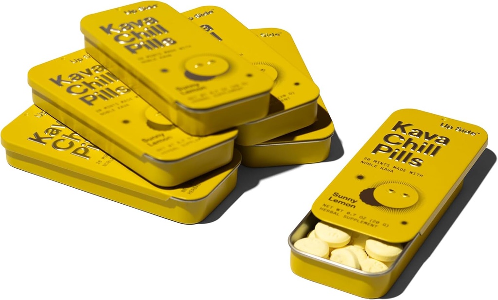 Kava Chill Pills, Kava Kava Candy Sunny Lemon flavor, Calm & Stress Support, 6 Pack 20 Mints의 자연 보충