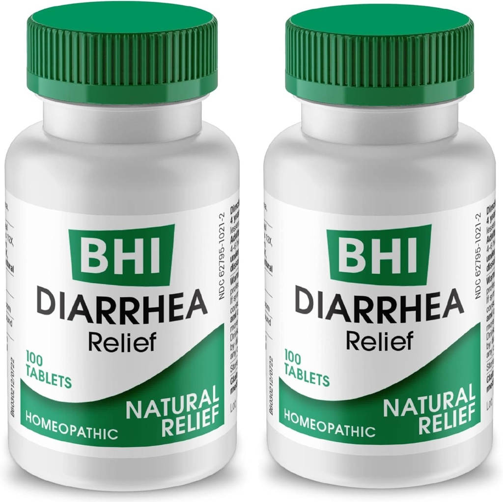 BHI Diarrhea는 Mild Diarrhea - 8 Soothing Homeopathic Active Help Calm Stomach Ache, Gas & Cramps for Women & Men - 100 Tablets (Pack of 2)를 위한 빠른 행동 자연적인 Remedy를 완화합니다