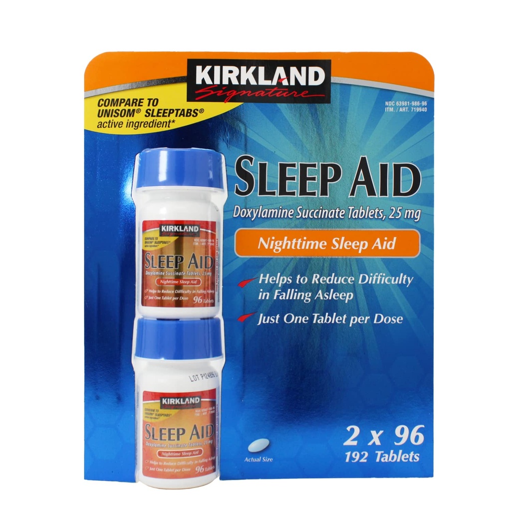 Kirkland Signature Sleep Aid Doxylamine Succinate 25 Mg, 192-Count (포장 3)