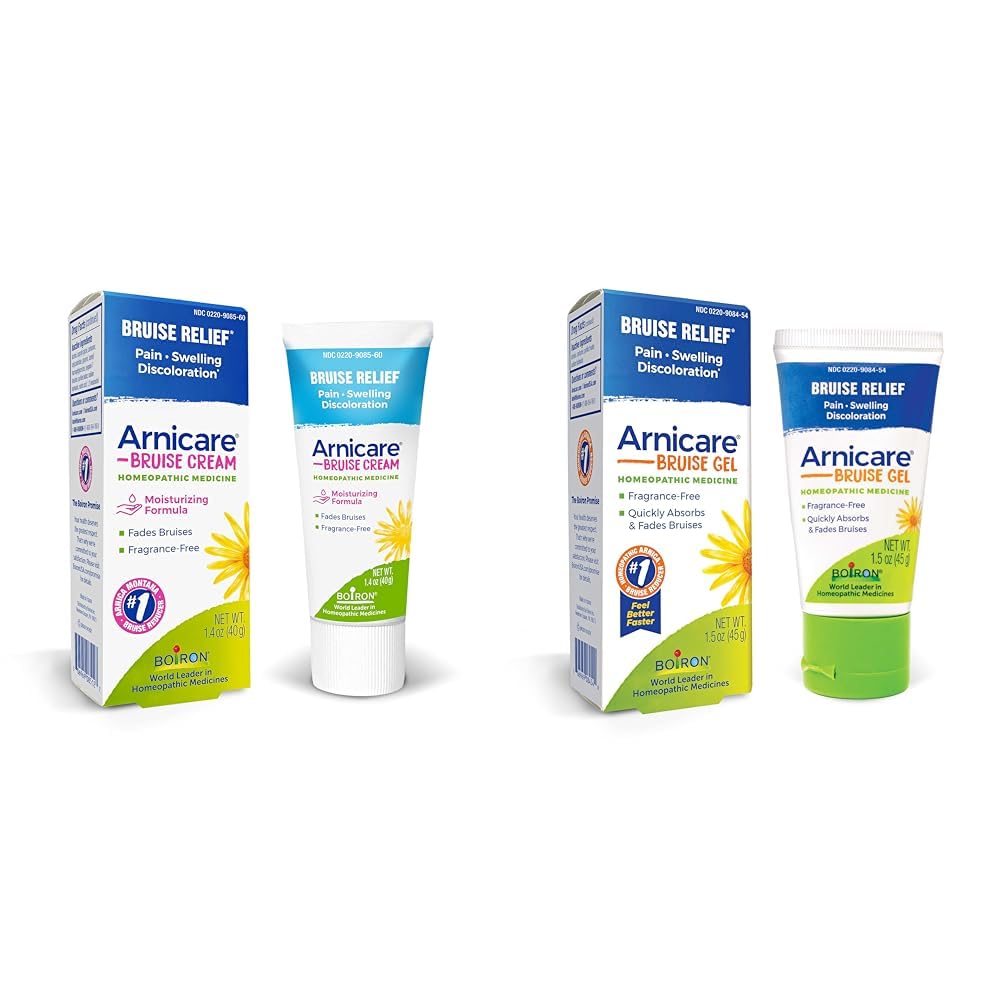 Boiron Arnicare Bruise 크림과 브라운 브레이징, 붓기 또는 변색 - 1.4 oz 크림 및 1.5 oz 젤