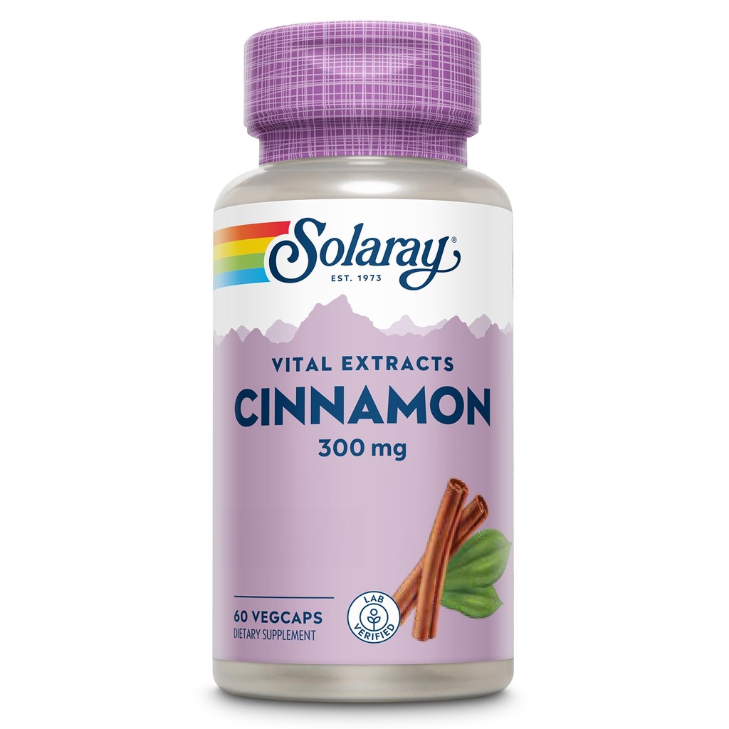 SOLARAY Cinnamon Extract 300mg - Cinnamon Supplements for Balance - 24mg Flavonoids - 실험실 검증, 글루텐 무료, 60 일 보증 - 60 서빙, 60 VegCaps