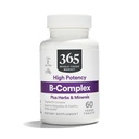 365 매일 가치, B Complex Hi Potency w/ 초본 지원, 60 ct