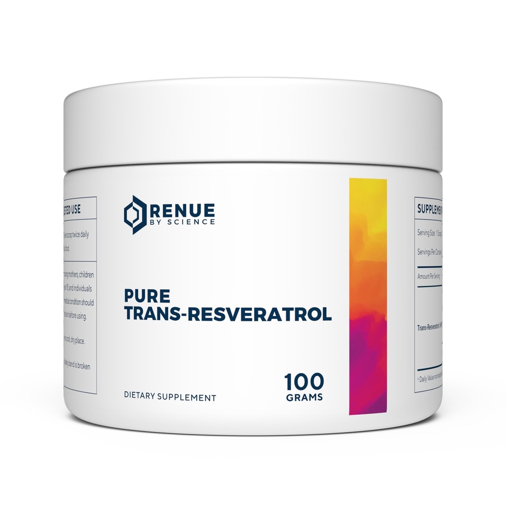 Renue By Science Resveratrol | 고강도 Resveratrol 보충교재 | 100g Trans Resveratrol 분말 | Reservatrol 200 Day Supply | Non-GMO & Allergen Free | 미국 제3자 시험 제조