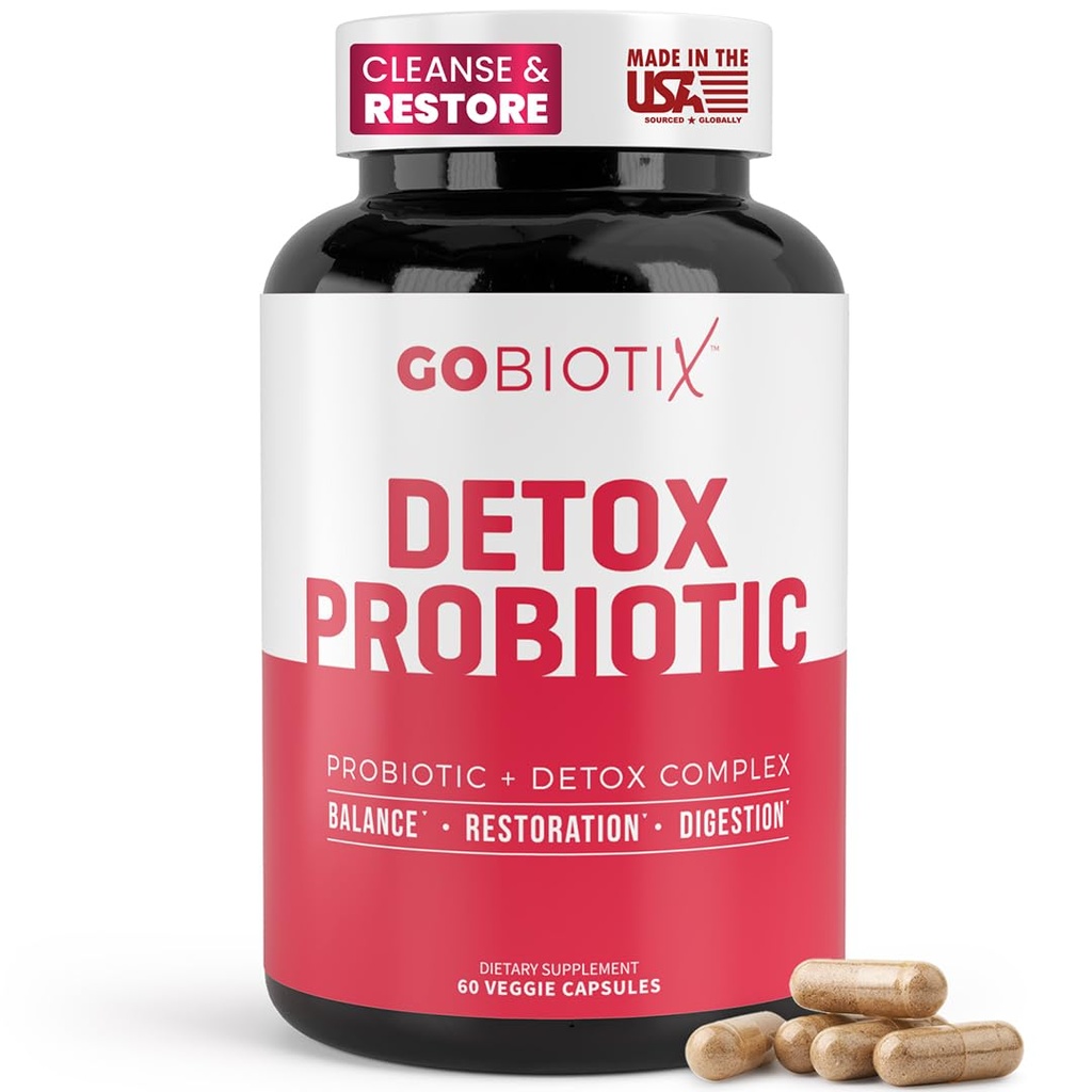 소화 건강을위한 GOBIOTIX Detox Probiotic 보충 - 우유 이틀, 심황, 과 다 델리 뿌리, 과트 건강을위한 효소 - 50 억 CFU - 60 캡슐