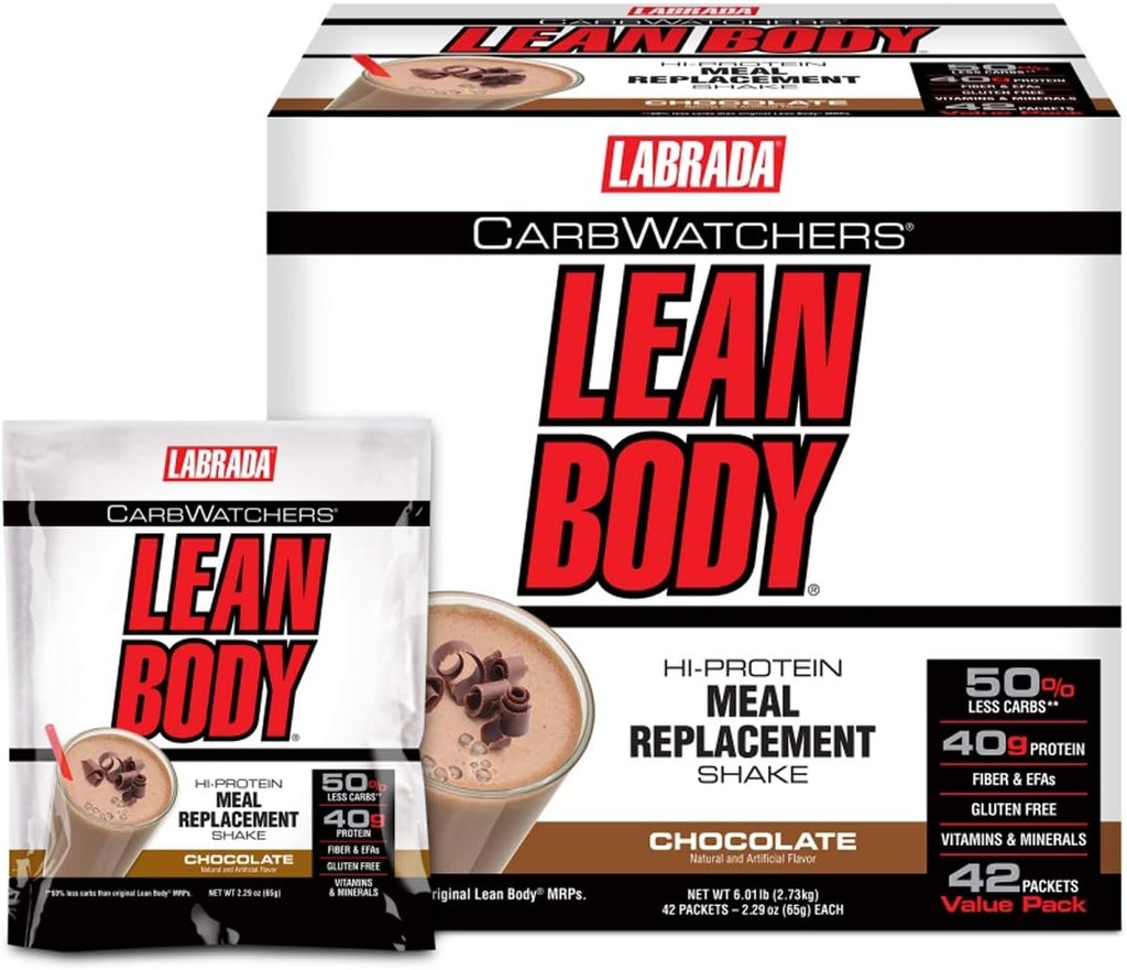 Labrada Carb Watchers Lean 몸 안녕 Protein 식사 보충 Shake, 초콜렛 아이스크림, 2.29 Ounce (42의 포장)