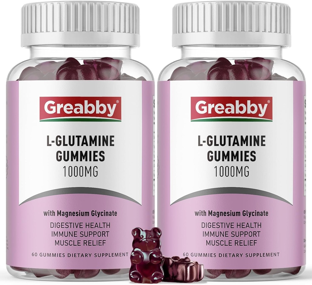 L 글루타민 1000mg Gummies - 근육 기복 & 면역 지원, 마그네슘 글리세라이드, Vegan & Non-GMO, 글루텐 자유로운 (120 조사)를 가진 아미노산 보충교재