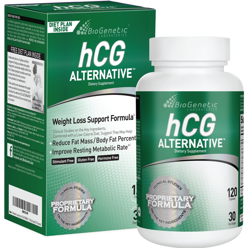 BioGenetic Laboratories hCG Alternative - 체중 감량 알약 및 남성과 여성을위한 지방 버너 - Metabolism 지원 건강한 다이어트 - 대체 공식 - 30 일 공급 (병 당 120 캡슐)
