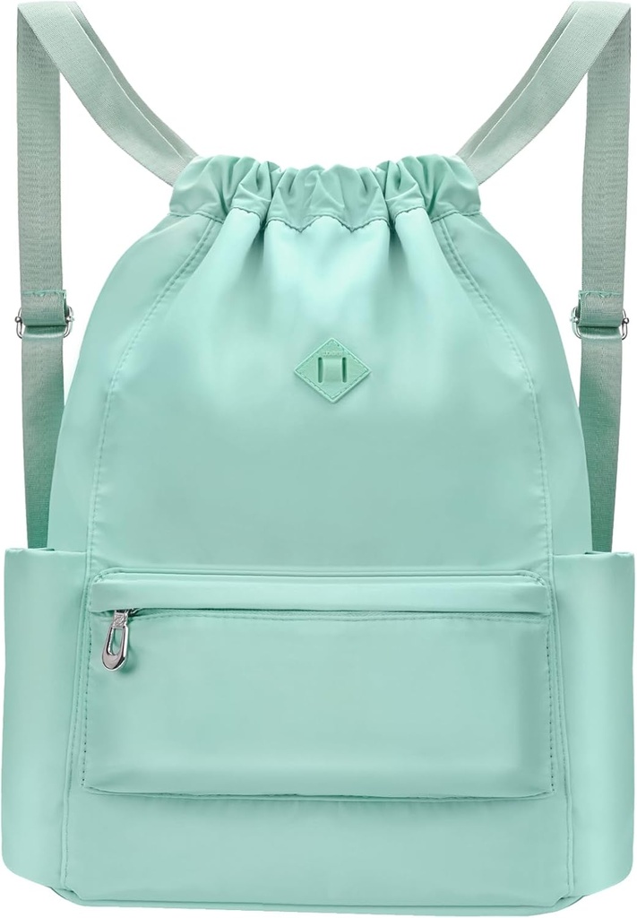 Drawstring 배낭 젖은 포켓 체육관 배낭 물 저항하는 Cinch 끈 가방 비치 여성 남성을위한 수영