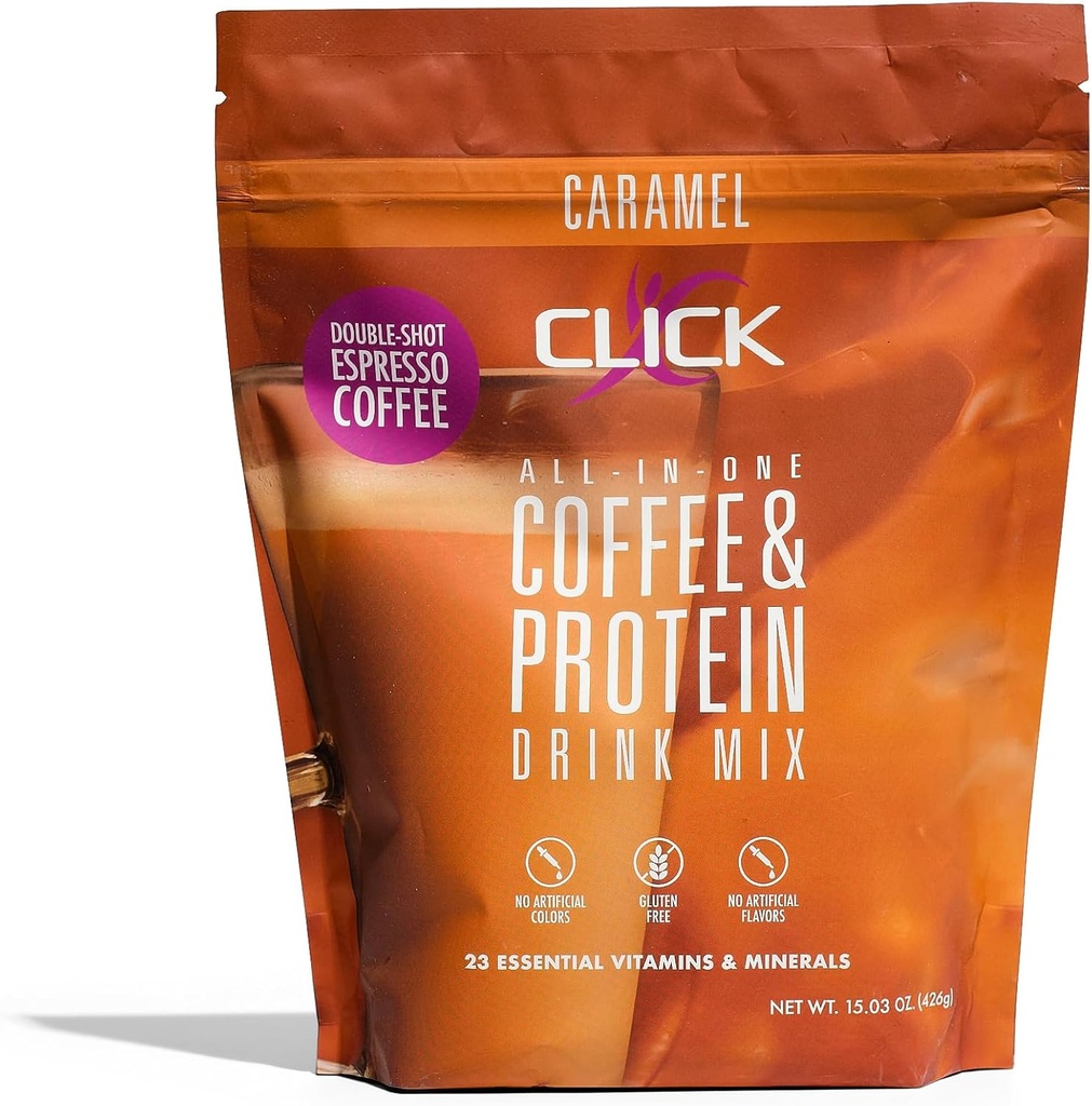커피 단백질 분말을 클릭 | 더블 샷 에스프레소 | 16g Protein | 23 Essential Vitamin | 낮은 칼로리 식사 교체 | 150mg 카페인 | 글루텐 무료 | 인공 향료 또는 컬러 | 카라멜