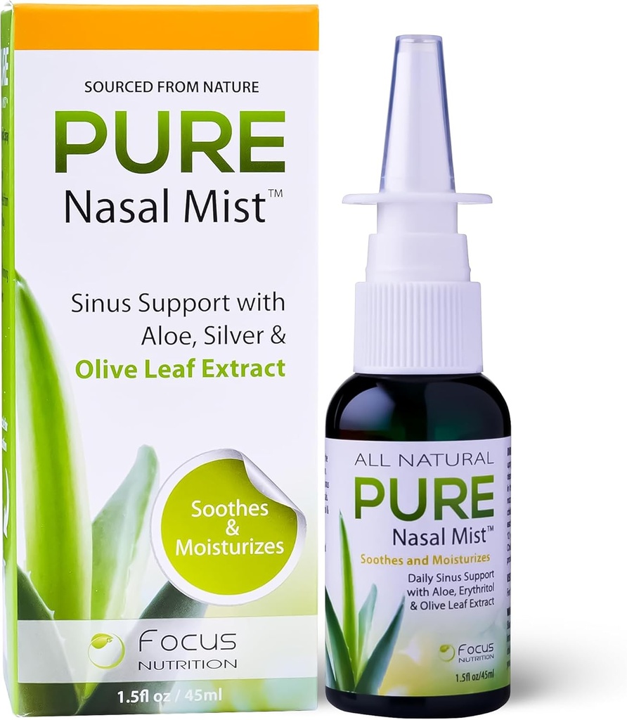 1.5oz | Sinus Relief Nasal 스프레이 | Soothe와 Moisturize Your Nose | 알로에, 에리 톨, 올리브 리프 추출물과 실버 나살 스프레이