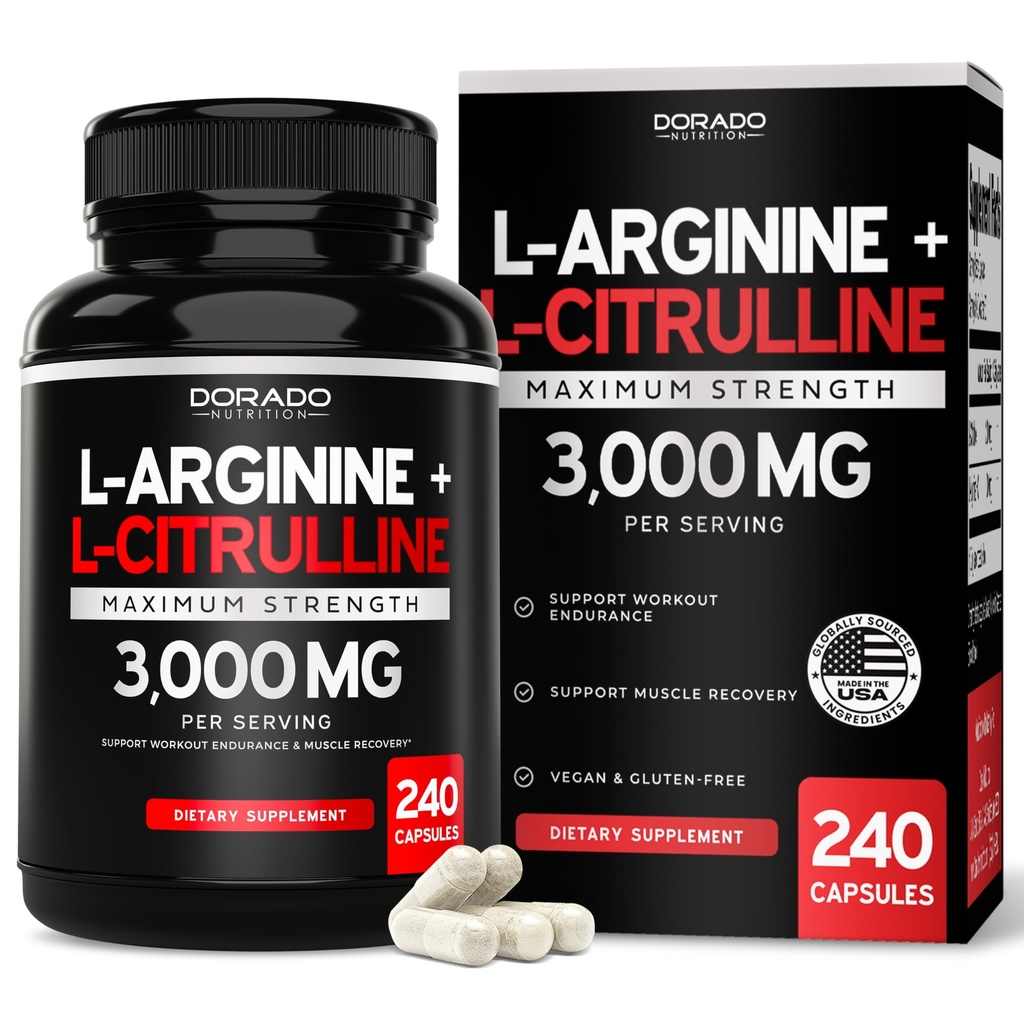 L 아르기닌 L Citrulline 보충교재 3000mg (240의 캡슐) 남자를 위한 산화 산화물 알약 - stamina, 내구시간, 운동을 위한 성과 - 남자를 위한 아무 보충물도 - 글루텐 자유로운, 비 GMO, 채식주의자 캡슐