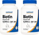 Nutricost Biotin (비타민 B7) 10,000mcg (10mg), 240 모자 (2 병) - 비 GMO, 글루텐 무료