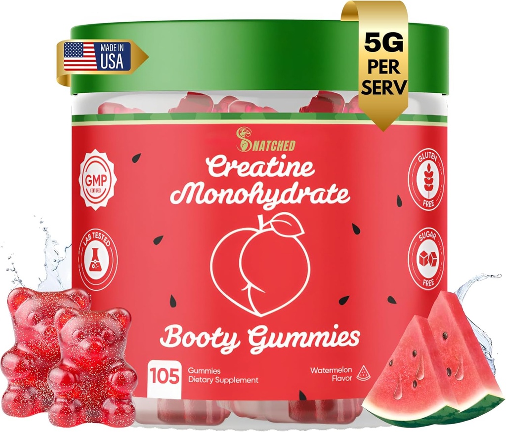 세계 최초의 Creatine Monohydrate + Keto ACV Booty Gummies 여성을위한 보충 - 5000mg Creatine plus 1000mg ACV - 글루텐 빌더, 허리 슬림, 체육관 Essentials Women, Sugar Free (120 Ct Watermelon)