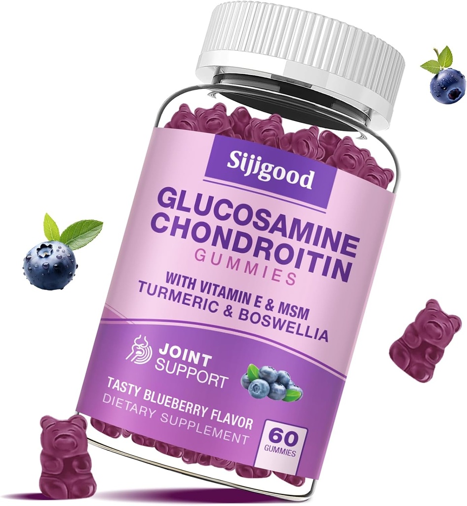 글루코사민 Chondroitin Gummies, Elderberry & Turmeric, 합동 건강, 융통성, 산화 방지제, 성인을 위한 면역성이 있는 Immune를 가진 여분 힘 글루코사민 Chondroitin MSM - 60 Blueberry 맛있은 Gummies