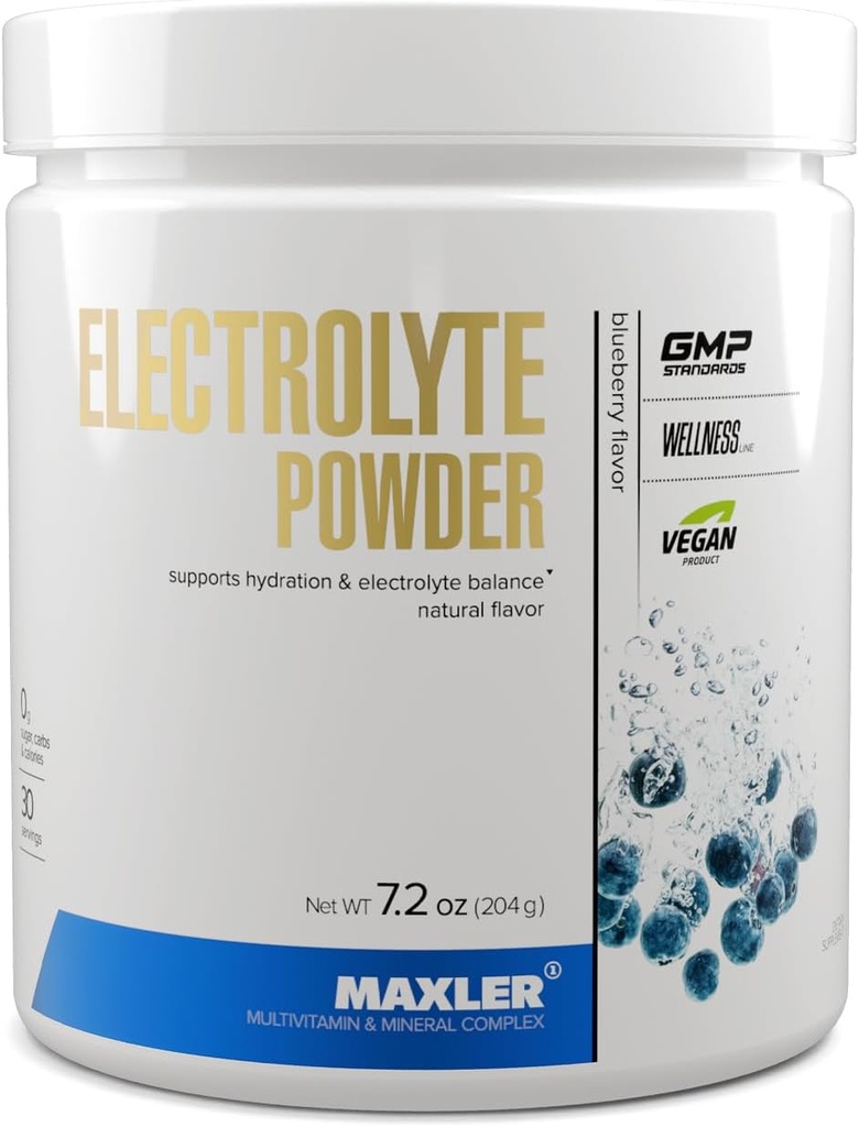 Maxler Electrolyte Powder - Hydration Powder Electrolyte Drink Mix with Trace Mineral Complex - 자연 풍미와 감미료가있는 Keto Electrolytes Powder - 30 서빙 - 블루 베리
