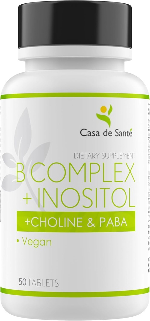 Casa de Sante 낮은 FODMAP 비타민 B-100 Complex + Inositol + Choline & PABA, 비건
