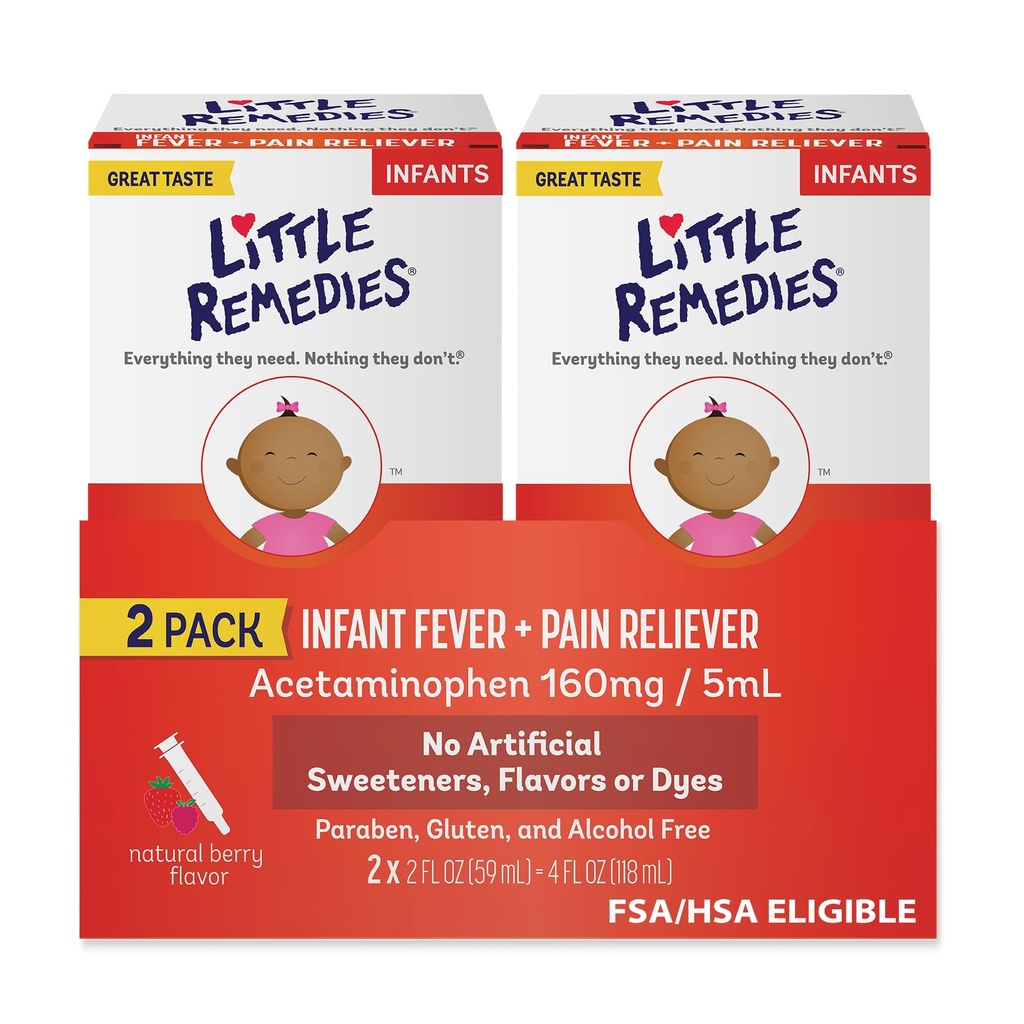 Little Remedies Infant Fever & Pain Reliever, 천연 베리 맛, 2 Fl Oz (팩 2)