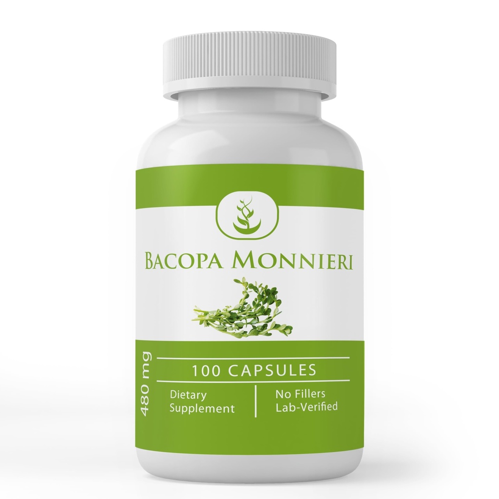 순수한 본래 성분 Bacopa Monnieri, (100의 캡슐) 항상 순수한, 첨가물 없음 또는 충전물, 실험실 Verified