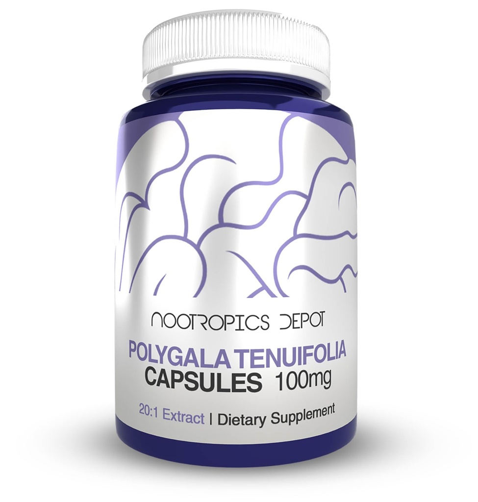 Nootropics Depot Polygala 10uifolia 캡슐 | 100mg | 90 Count | 20:1 Extract | Yuan Zhi | Cognitive Function, Learning and Memory | 건강한 스트레스 레벨 지원 | Adaptogen Supplement